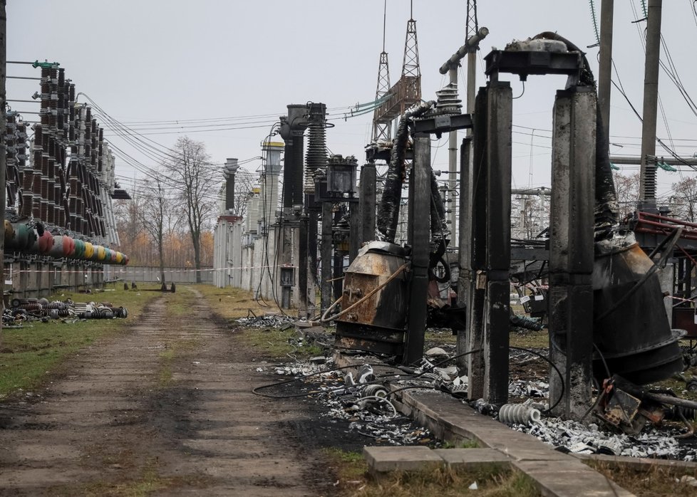 Rusy zdevastovaná energetická infrastruktura na Ukrajině.