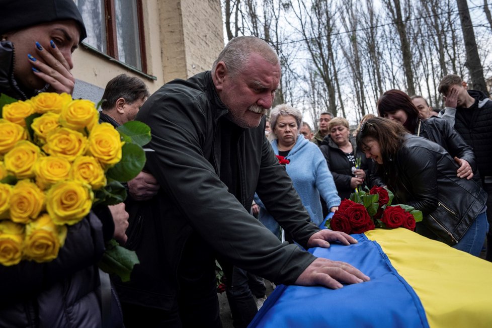 Pohřeb ukrajinského vojáka Andreje Neshodovského v Kyjevě (25. 3. 2023)
