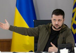 Ukrajinský prezident Volodymyr Zelenskyj při rozhovoru pro média