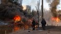 Následky ruského ostřelování v Kyjevě. (10.10.2022)
