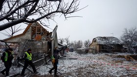 Následky ruského ostřelování v Kyjevě. (11.12. 2023)