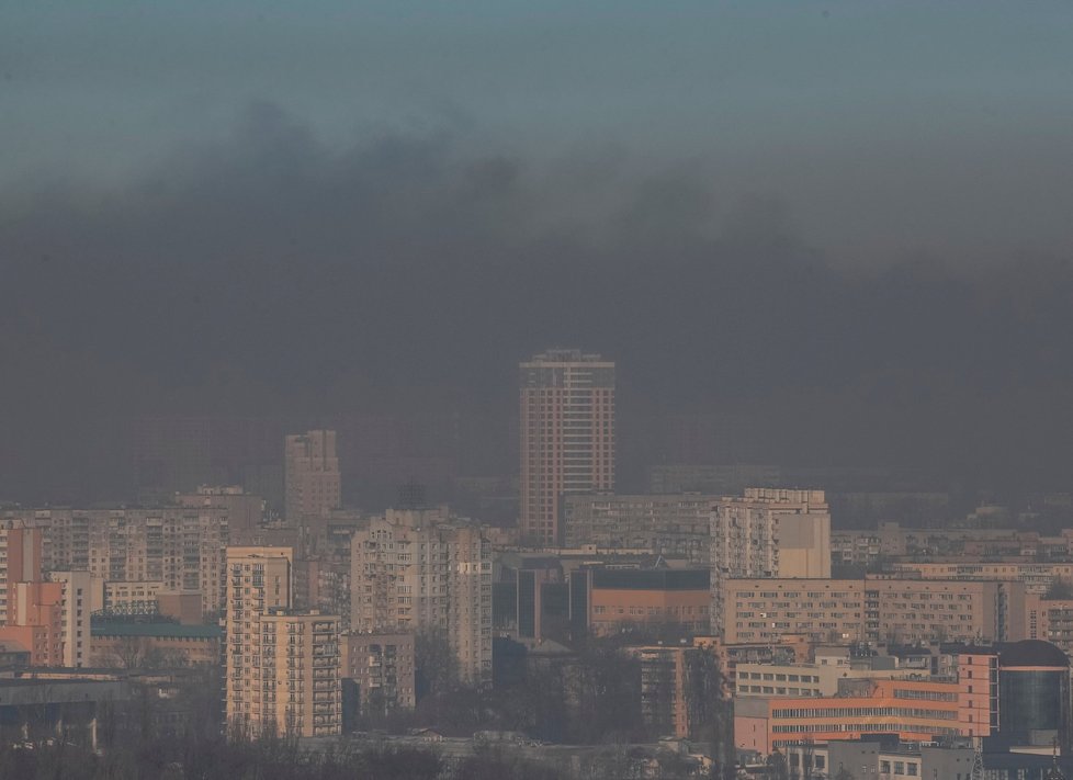 Kyjev během ruské invaze. (23.3.2022)