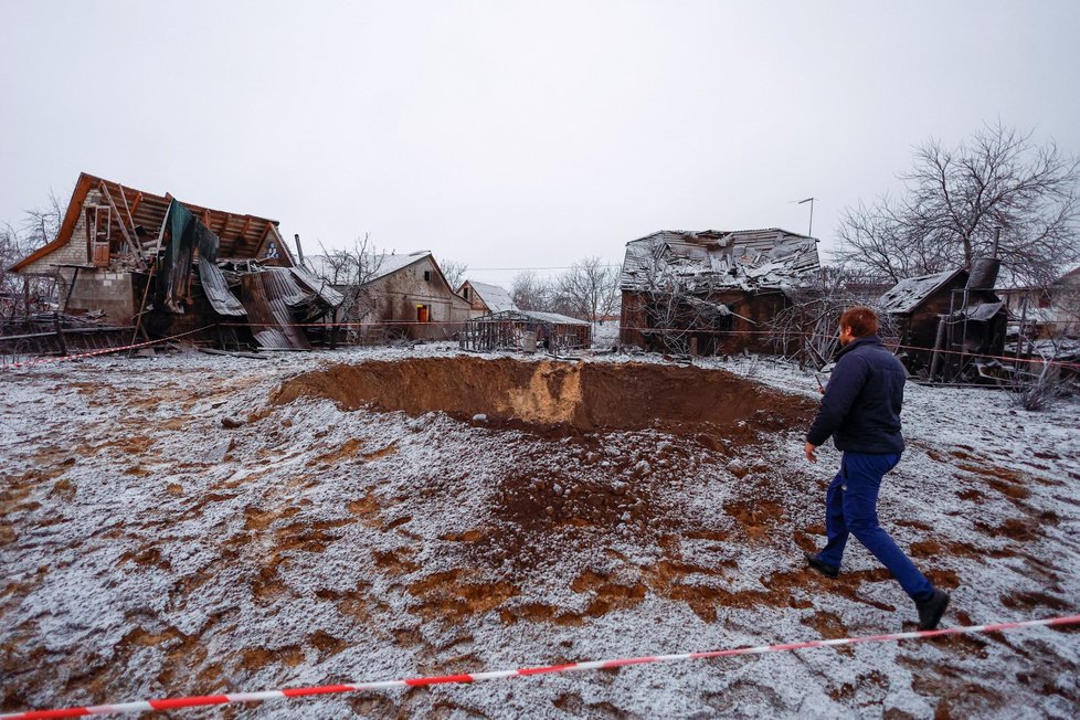 Následky ruského ostřelování v Kyjevě (11.12. 2023)