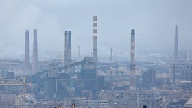Areál oceláren Azovstal v Mariupolu. (19.4.2022)