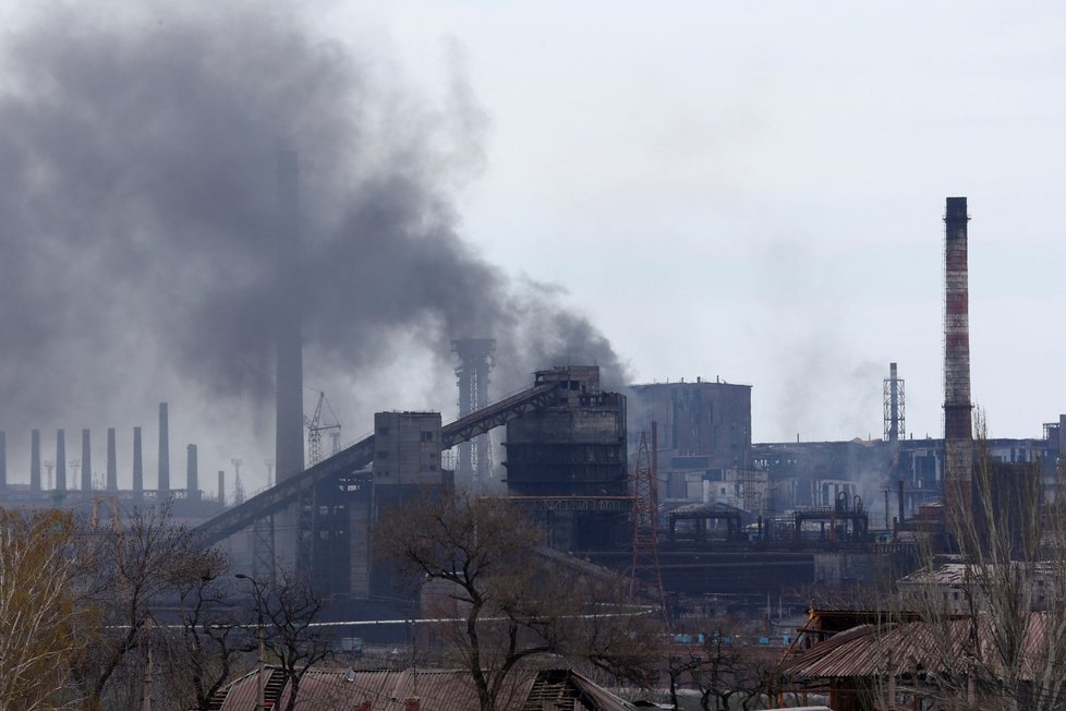 Ocelárny Azovstal v Mariupolu (21. 4. 2022)