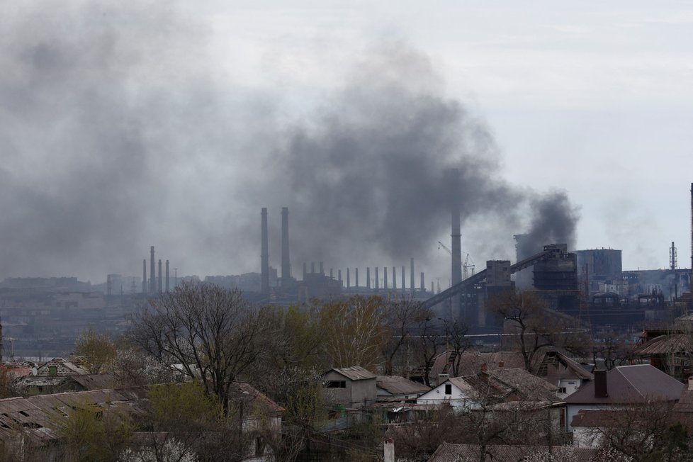 Ocelárny Azovstal v Mariupolu. (21.4.2022)