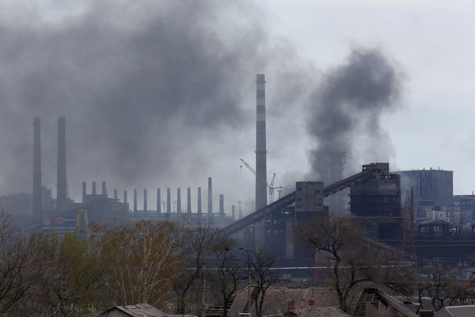 Ocelárny Azovstal v Mariupolu (21.4.2022)