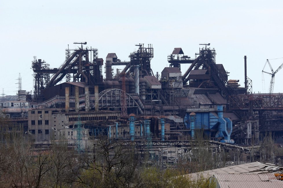 Ocelárny Azovstal v Mariupolu (21. 4. 2022)