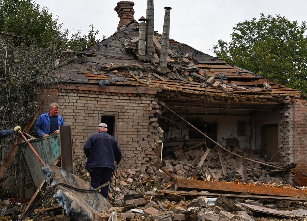 Následky ruského ostřelování ve Slovjansku. (10.10.2022)