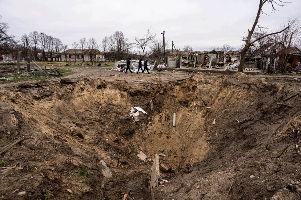 Ruskými jednotkami zdevastovaný Černihiv (14.4.2022)