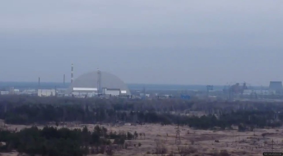 Okolí jaderné elektrárny Černobyl během ruské invaze na Ukrajinu (8. 4. 2022)