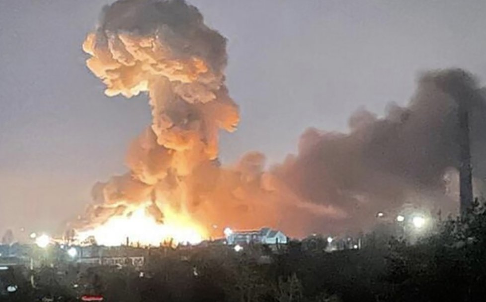 Exploze v Kyjevě (24. 2. 2022)