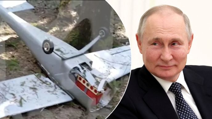 Vladimir Putin a ukrajinský dron.