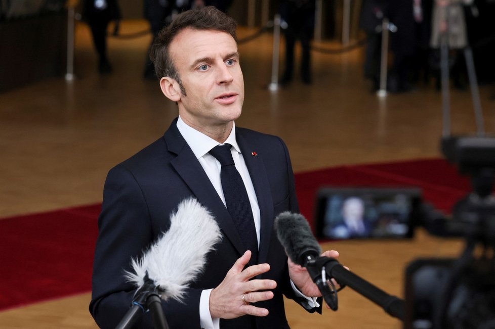 Summit v Bruselu: Francouzský prezident Emmanuel Macron. (9.2.2023)