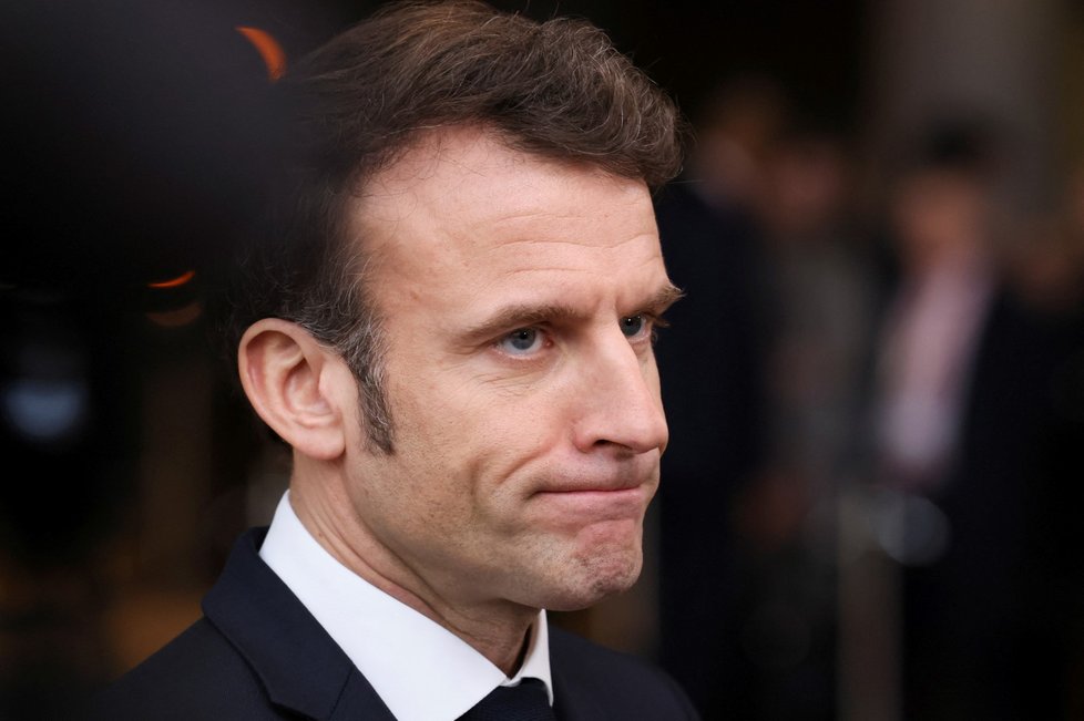 Summit v Bruselu: Francouzský prezident Emmanuel Macron. (9.2.2023)
