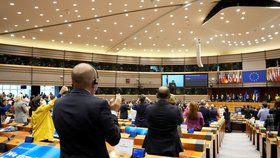 Projev ukrajinského prezidenta Volodymyra Zelenského v europarlamentu