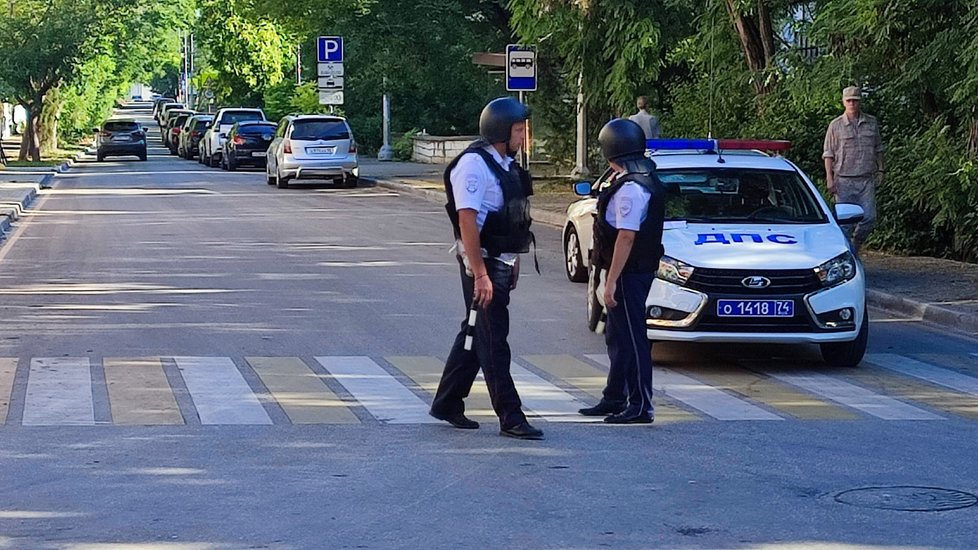 Velitelství Černomořské flotily v Sevastopolu po úderu ukrajinského dronu. (31.7.2022)