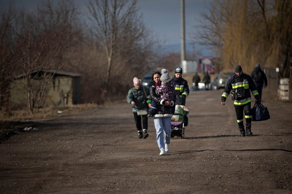 Váleční uprchlíci z Ukrajiny v polské vesnici Medyka. (10.3.2022)