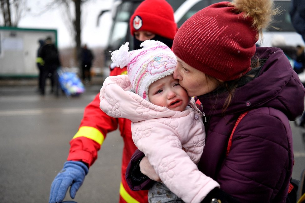 Váleční uprchlíci z Ukrajiny v rumunském městě Siret. (7.3.2022)
