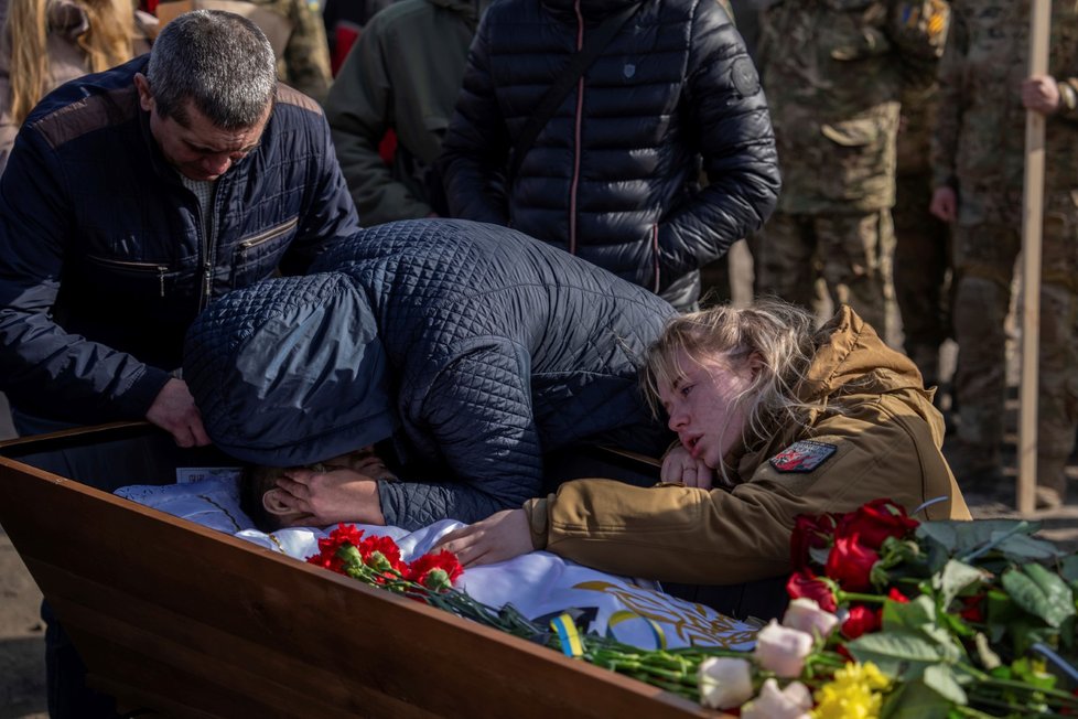 Pohřeb seržanta Yehora Voloshyna, který padl u Avdijivky. (27.2.2024)