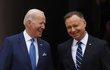 Americký prezident Joe Biden a jeho polský protějšek Andrzej Duda v prezidentském paláci. (26.3.2022)