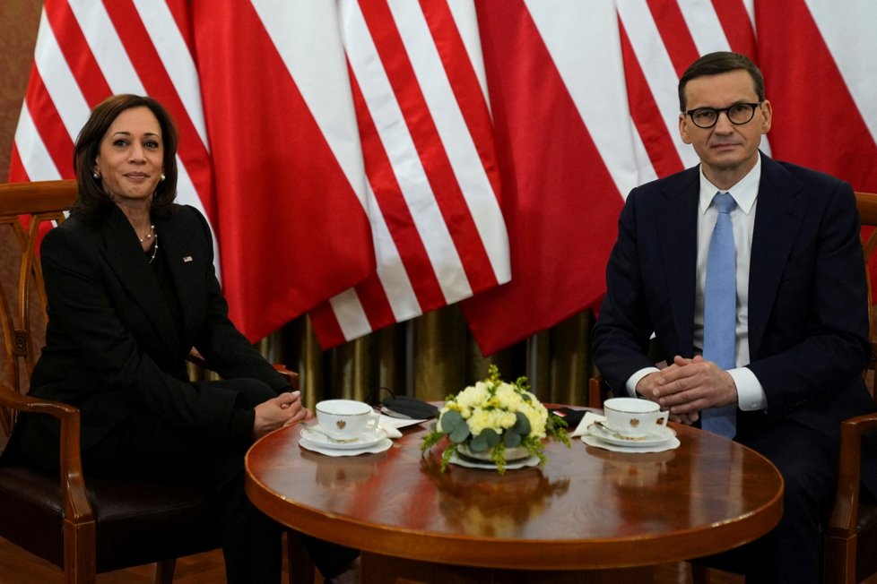 Jednání americké viceprezidentky Kamaly Harrisové a premiéra Mateusze Morawieckého v Polsku (10.3.2022)