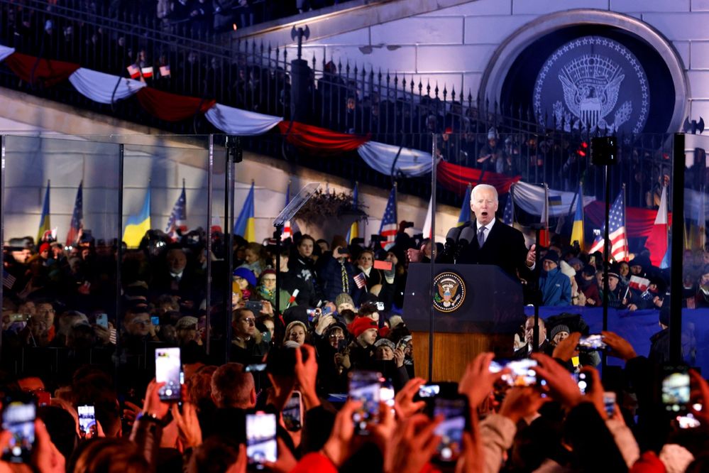 Projev amerického prezidenta Joea Bidena ve Varšavě. (21.2.2023)