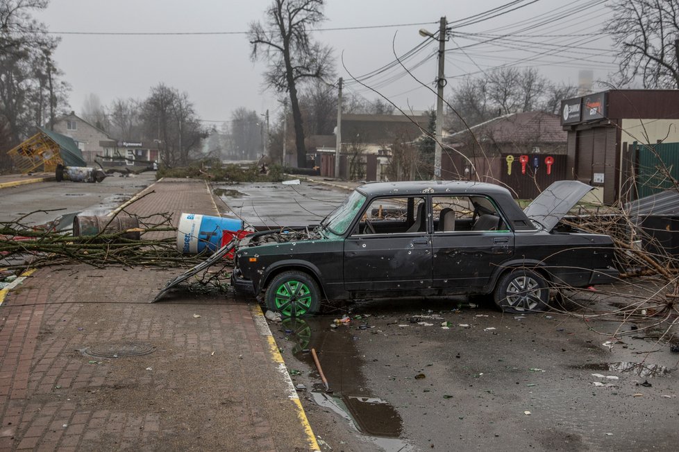 Válka na Ukrajině: Osvobozené město Buča, (1.04.2022).