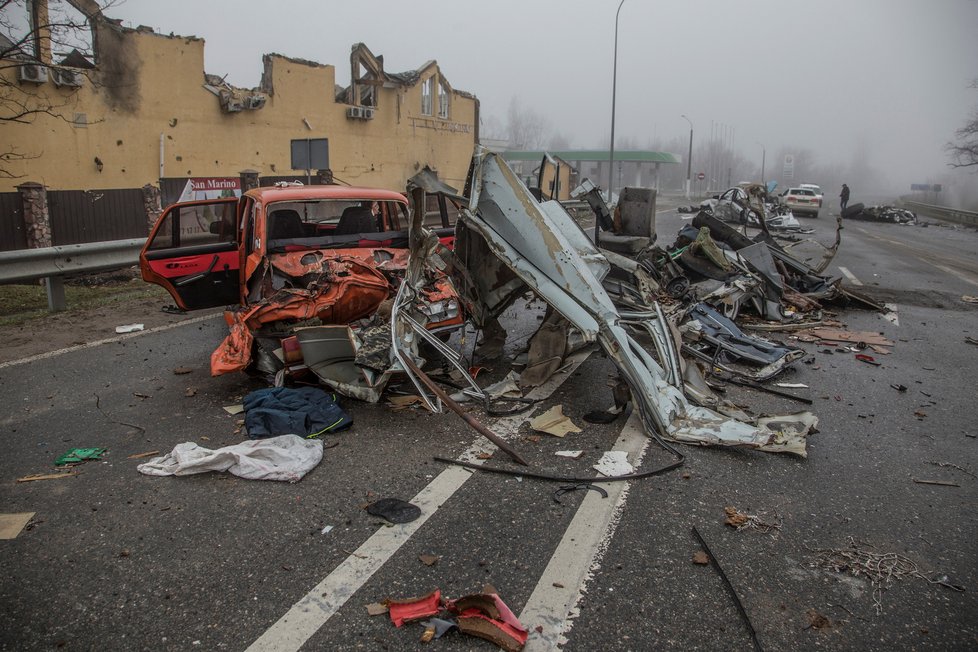 Válka na Ukrajině: Osvobozené město Buča, (1.04.2022).