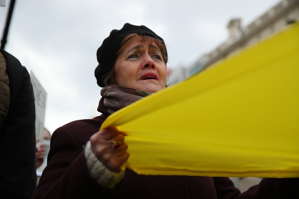 Demonstrace na podporu Ukrajiny, která čelí ruské agresi, (Václavské náměstí v Praze 27.02.2022).