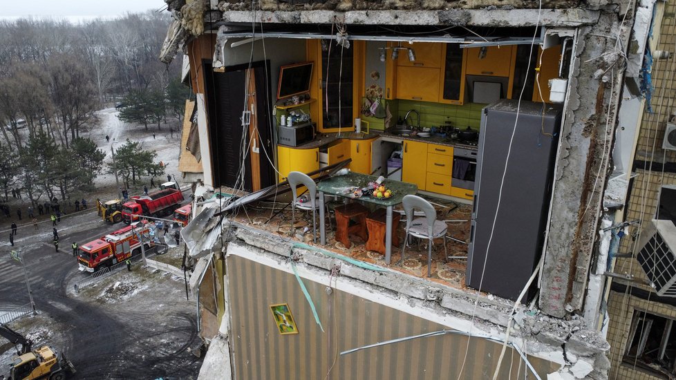 Útok na bytový komplex v Dnipru: Kuchyně Mychajla Korenovského.