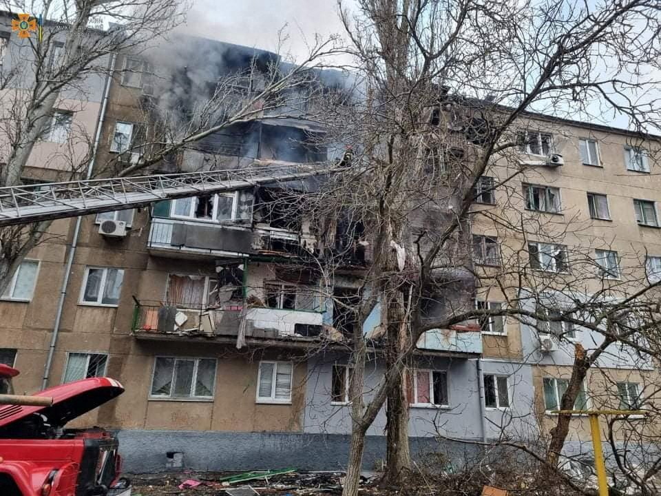 Ukrajinské město Mykolajiv po ruském útoku, (7.03.2022).