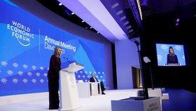 Olena Zelenská na ekonomické konferenci v Davosu.