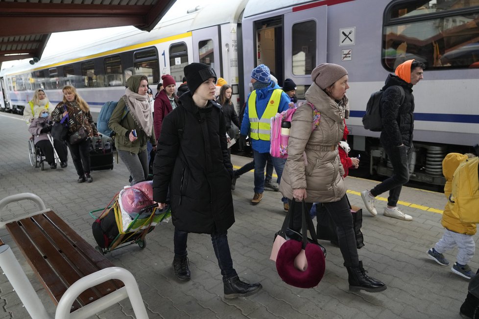 Ukrajinští uprchlíci v polské Přemyšli, (25.03.2022).