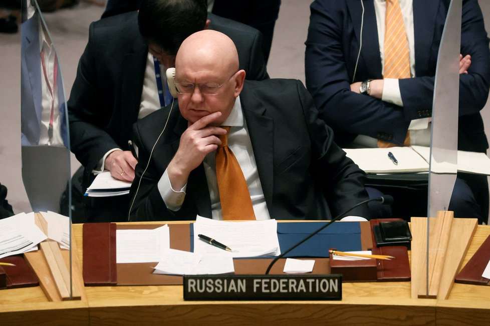 Ruský velvyslanec při OSN Vasilij Něbenzja.
