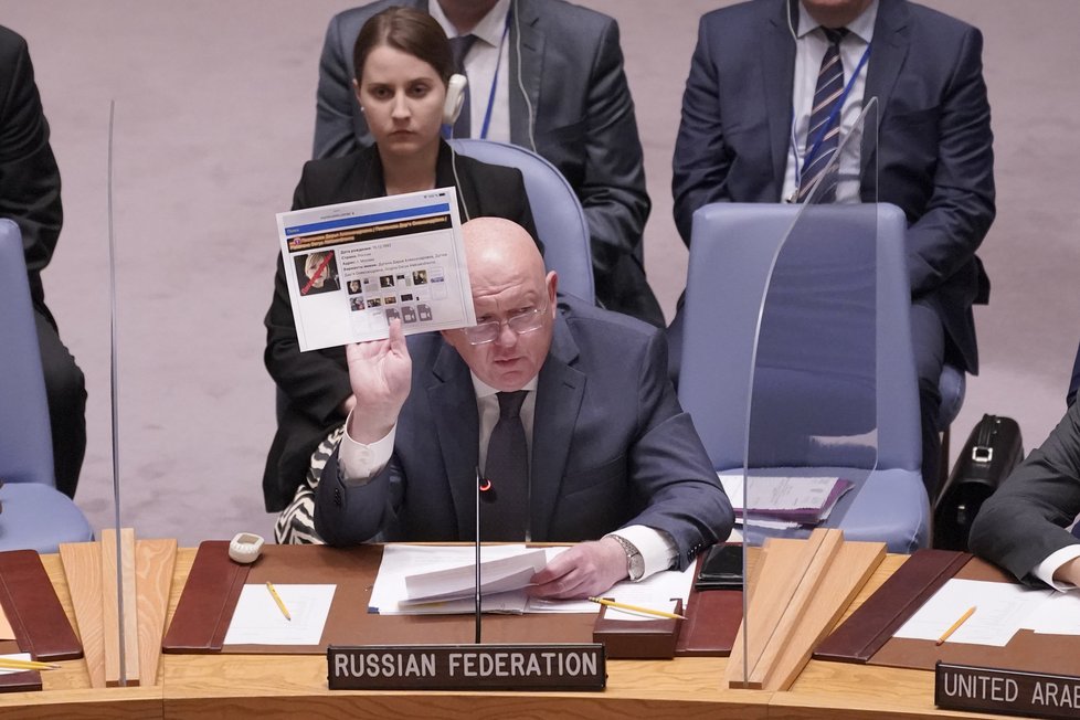Ruský velvyslanec při OSN Vasilij Něbenzja.