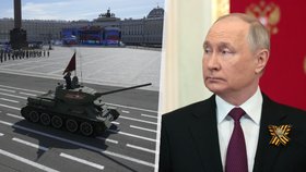 Putinova slabá přehlídka v Moskvě: Expert ukázal na jediný „muzejní“ tank, Ukrajinci zmiňují ostudu