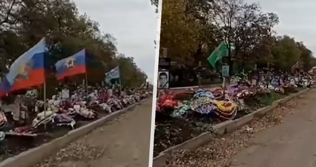 Krvavá cena Putinovy války: Video z Luhansku ukázalo „kilometry“ hrobů ruských vojáků