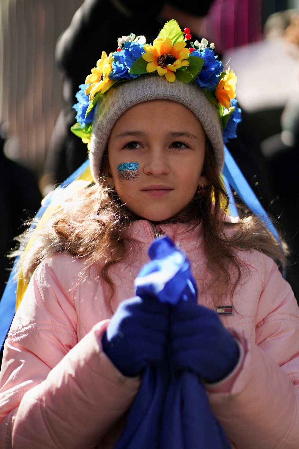 Demonstrace na podporu Ukrajiny.