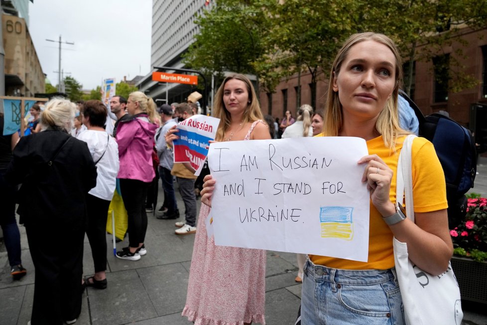 V Austrálii lidé demonstrují na podporu Ukrajiny (24. 2. 2022)