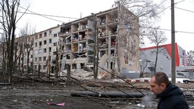Zničené město Charkov.