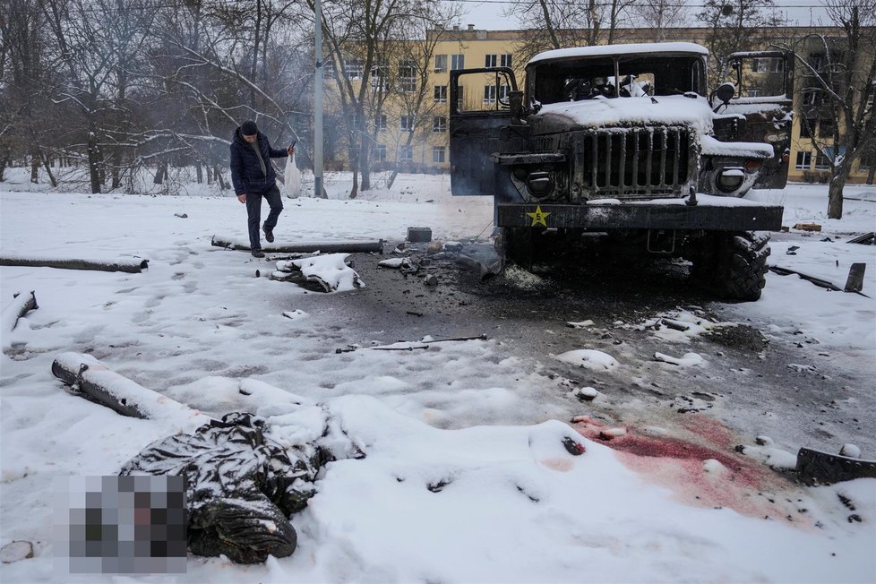 Válka na Ukrajině: Ulice Charkova (25.2.2022)