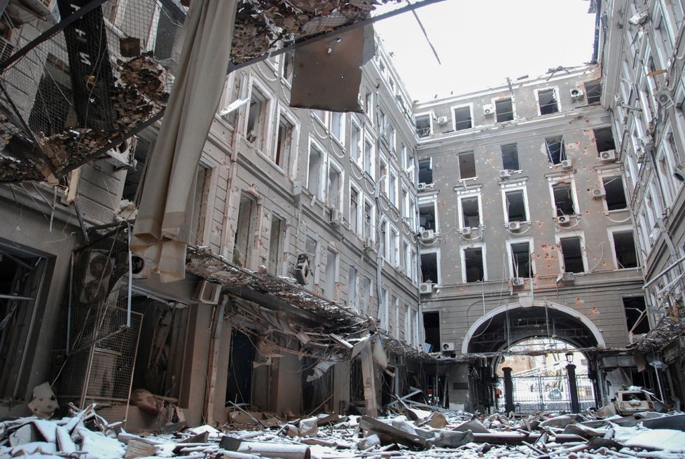 Zničené město Charkov