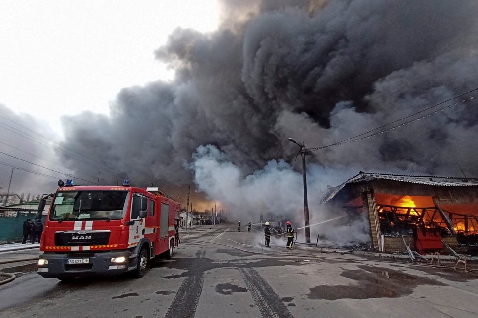 Požár charkovského centra Barabashovo