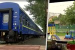 Ukrajinci bez domova žijí v přestavěném vlaku. Z kupé udělali byty, nechybí ani hřiště a knihovna