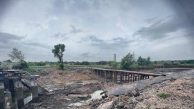Vyschlá oblast po zničení nádrže Kachovka, Dněpropetrovsk (11. 6. 2023)