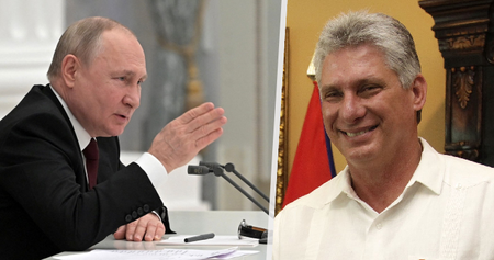 Vladimir Putin a prezident Kuby Miguel Díaz-Canel.