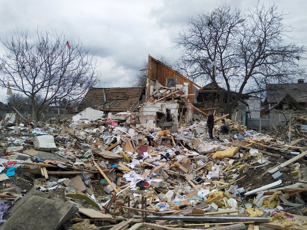 Válečné škody v kyjevské oblasti.