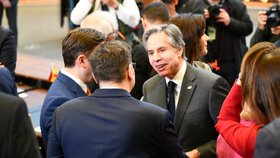 Schůzka ministrů zahraničí NATO 7. 4. 2022: Český šéf diplomacie Jan Lipavský a americký ministr Antony Blinken
