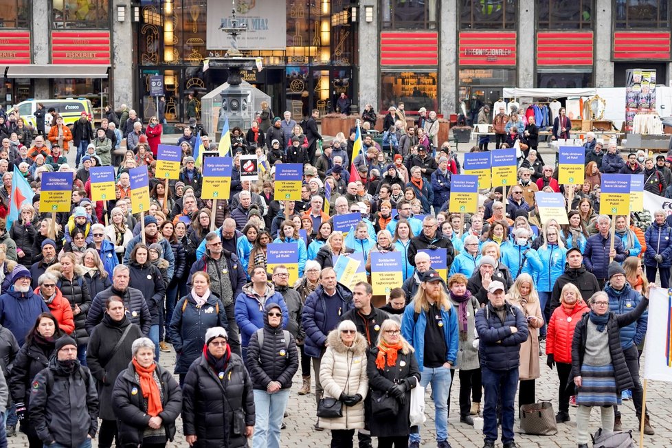 Norské protesty na podporu Ukrajiny.